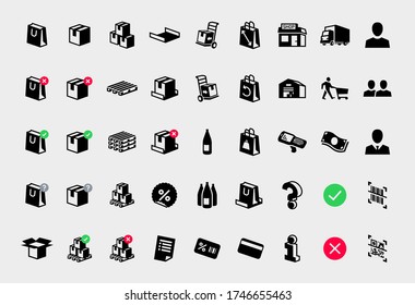 Warehouse, Delivery, Product, Boxes, QR Cod, Stock, Storage Icons