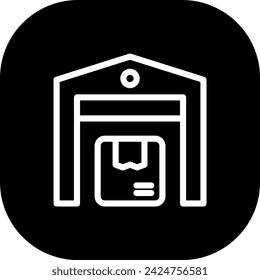 Icono de los servicios de entrega de almacén con estilo de contorno de línea rellena negra. distribución, almacén, mercancías, industria, almacenamiento, negocio, industrial. Ilustración vectorial