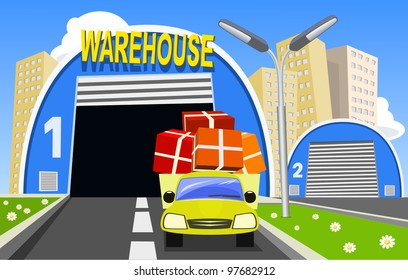 Warehouse and delivery truck