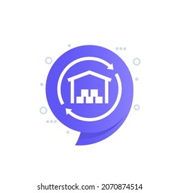 warehouse, depot icon with arrows, vector