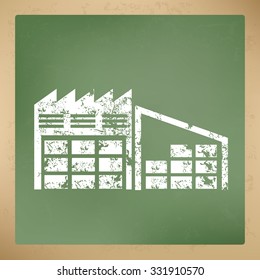 
Warehouse design on old paper background, vector