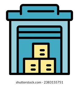 Warehouse digital icon outline vector. Management control. Supplier system color flat