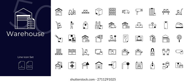 Conjunto de iconos editables Warehouse Duotone