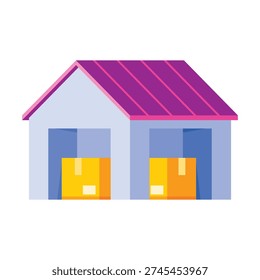 Warehouse in an e-commerce marketplace process flow. A simple, flat-style vector illustration.