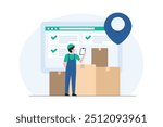 Warehouse Employee Checking Stock Levels, Inventory Management, Stock Control, Warehouse Operations, Supply Chain Efficiency. illustration