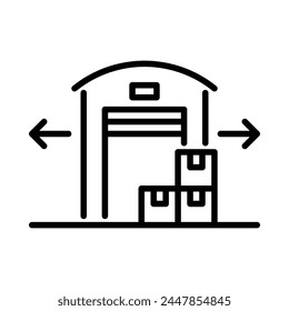 Symbol für Lagerorterweiterung. Gliederungsstil. Vektorgrafik. Isolieren auf weißem Hintergrund.