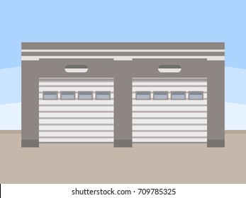 Warehouse exterior, flat style vector illustration.
