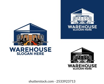 Design de ilustração vetorial do logotipo da indústria da fábrica do depósito, modelo de design do logotipo do armazenamento do depósito