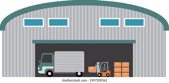 Warehouse factory transportation building illustration
