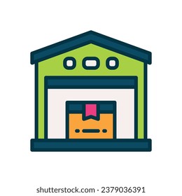 mit Lagerhaus gefülltes Farbsymbol. Vektorsymbol für Ihre Website, Ihr Handy, Ihre Präsentation und Ihr Logo-Design.