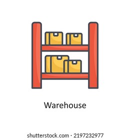 Warehouse  Filled Outline Vector Icon Design illustration on White background. EPS 10 File