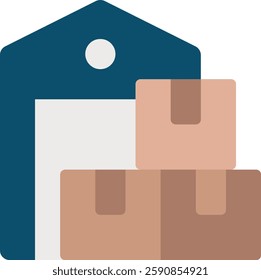 Warehouse flat Icon for Storage and Logistics. Inventory facility symbol, supply chain management illustration, storage unit vector