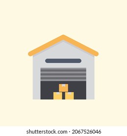 Warehouse flat icon. Vector illustration