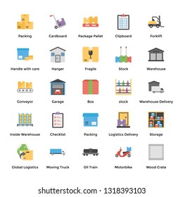 Warehouse Flat Icons Pack 