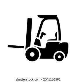 Warehouse Forklift Icon. Black Stencil Design. Vector Illustration.