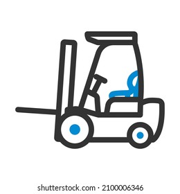 Warehouse Forklift Icon. Editable Bold Outline With Color Fill Design. Vector Illustration.