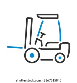 Warehouse Forklift Icon. Editable Bold Outline With Color Fill Design. Vector Illustration.