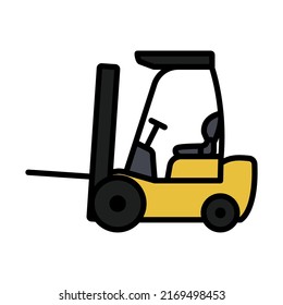 Warehouse Forklift Icon. Editable Bold Outline With Color Fill Design. Vector Illustration.