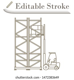 Warehouse Forklift Icon. Editable Stroke Simple Design. Vector Illustration.