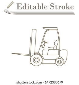 Warehouse Forklift Icon. Editable Stroke Simple Design. Vector Illustration.