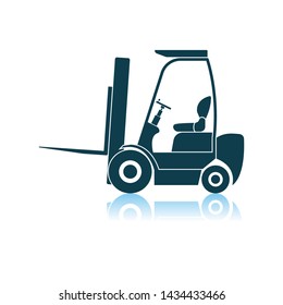 Warehouse Forklift Icon. Shadow Reflection Design. Vector Illustration.