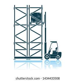 Warehouse Forklift Icon. Shadow Reflection Design. Vector Illustration.