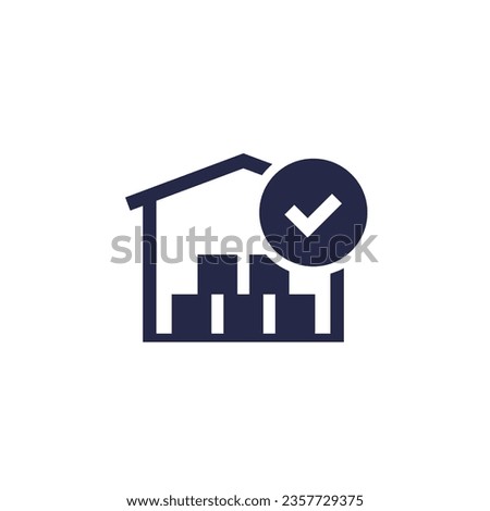Warehouse, full inventory icon on white
