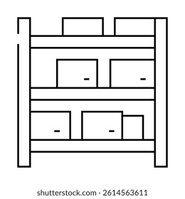 warehouse furniture line icon vector. warehouse furniture sign. isolated contour symbol black illustration
