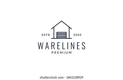 warehouse or garage line outlines  simple logo vector icon illustration