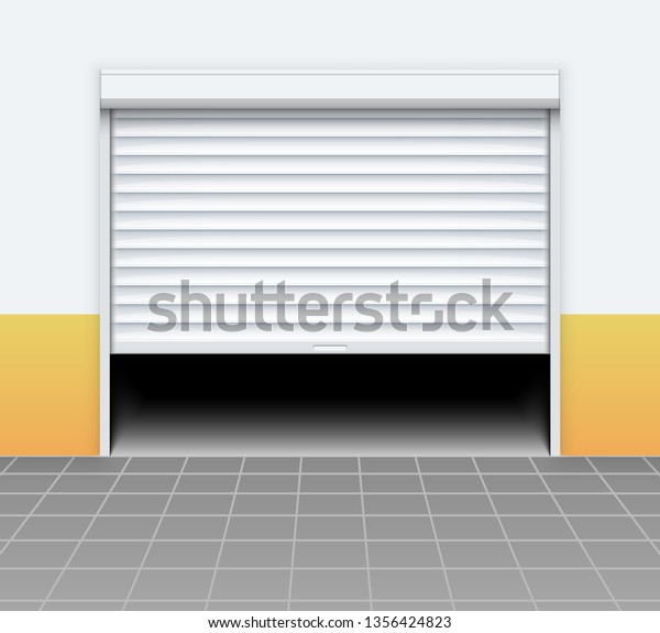 Warehouse Garage Roller Shutter Door Factory Stock Vector