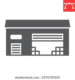 Warehouse glyph icon, logistic and storage, storehouse vector icon, vector graphics, editable stroke solid sign, eps 10.