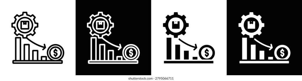 Warehouse  Glyph And Line Icon Style In White And Black Background

