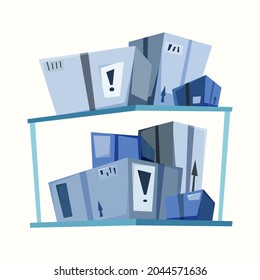 Warehouse of goods in boxes. Vector illustration in flat style