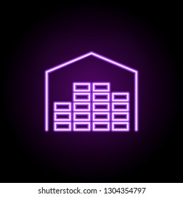 warehouse with goods outline icon. Elements of Cargo logistic in neon style icons. Simple icon for websites, web design, mobile app, info graphics