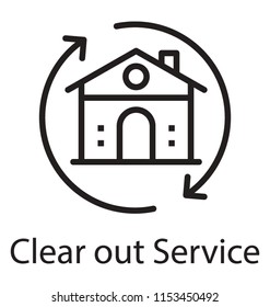 A warehouse having reversible arrow around it, to offer concept for cleanout service  