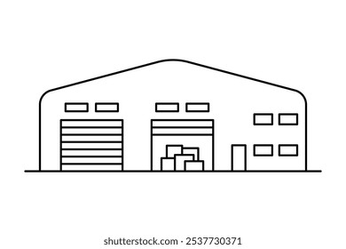 Ícone Depósito. Silhueta linear com contorno preto. Traçados editáveis. Vista frontal. Ilustração gráfica plana simples vetorial. Objeto isolado no plano de fundo branco. Isolar.