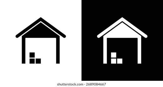 Warehouse icon. The black silhouette vector