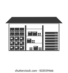 Warehouse icon in black style isolated on white background. Logistic symbol stock vector illustration.