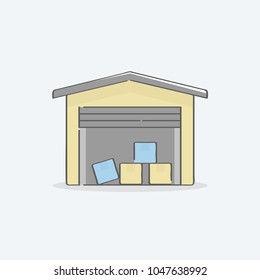 Warehouse icon. Cartoon vector illustration