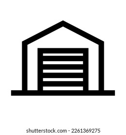 Warehouse icon with closed shutters. Storage. Vector.