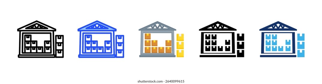 Warehouse Icon Collection With Multiple Styles