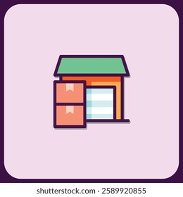 Warehouse Icon: Colorful Storage and Delivery Illustration