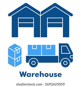 Icono de almacén. Ilustración de estilo de icono de glifo de Vector duotono para almacenamiento de Industrial y edificios.