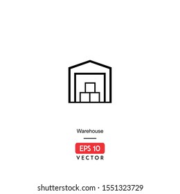 Warehouse Icon. Ecommerce Isolated On White Background. With Line Style. EPS10 - Vector