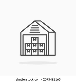 Icono de almacén. Estroque editable y píxel perfecto. Estilo de esquema. Ilustración vectorial. Disfruta de este icono para tu proyecto.