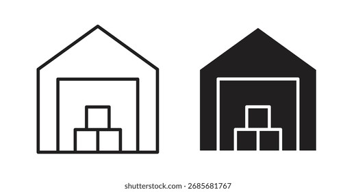 Lagerhaus Symbol flach schwarz-weiß Logo