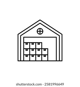Warehouse icon Flat vector set outline