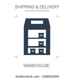 warehouse icon. high quality filled warehouse icon on white background. from shipping delivery collection flat trendy vector warehouse symbol. use for web and mobile