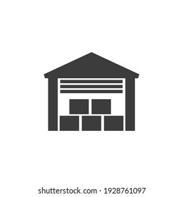 Warehouse Icon Isolated on Black and White Vector Graphic