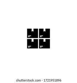 warehouse icon isolated on white.  Store, parcel, storage. Delivery box, package service, transportation, container. Receive, send and transfer products.  Vector flat illustration